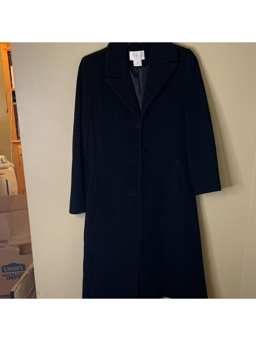 Worthington Wool Black Long Tailored Trench Coat